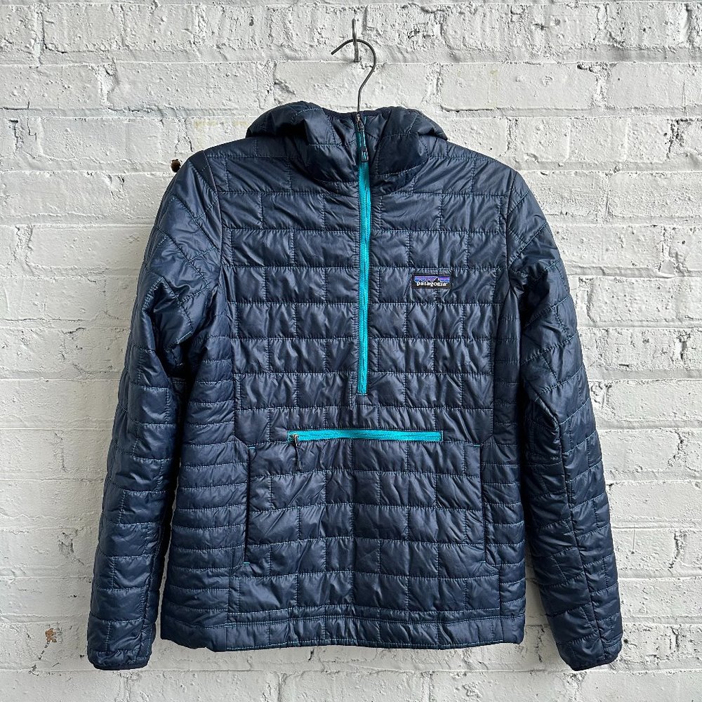 Patagonia Navy Blue Nano Puff Pullover Hoody Jacket Women's Size Small